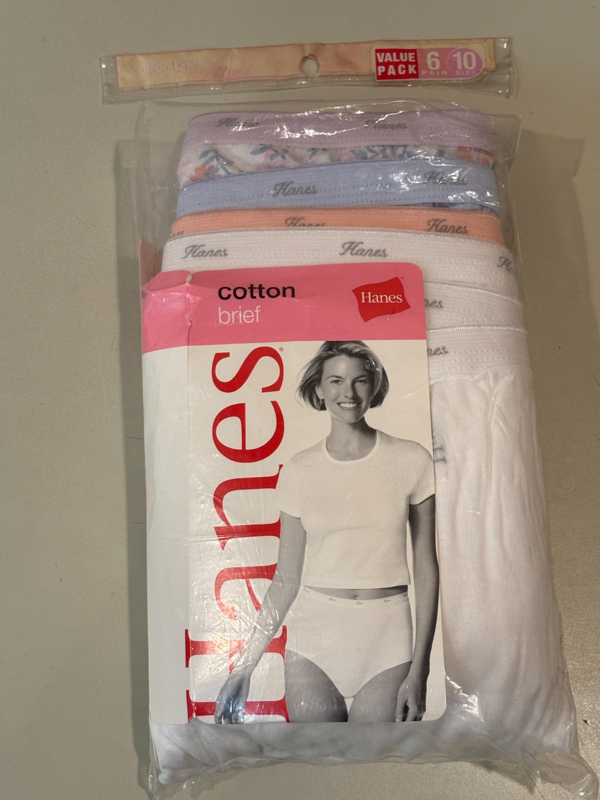 2005 Hanes Women’s 100% Cotton Brief -Style # PP40AD 6 Pair Value Pack -Size 10
