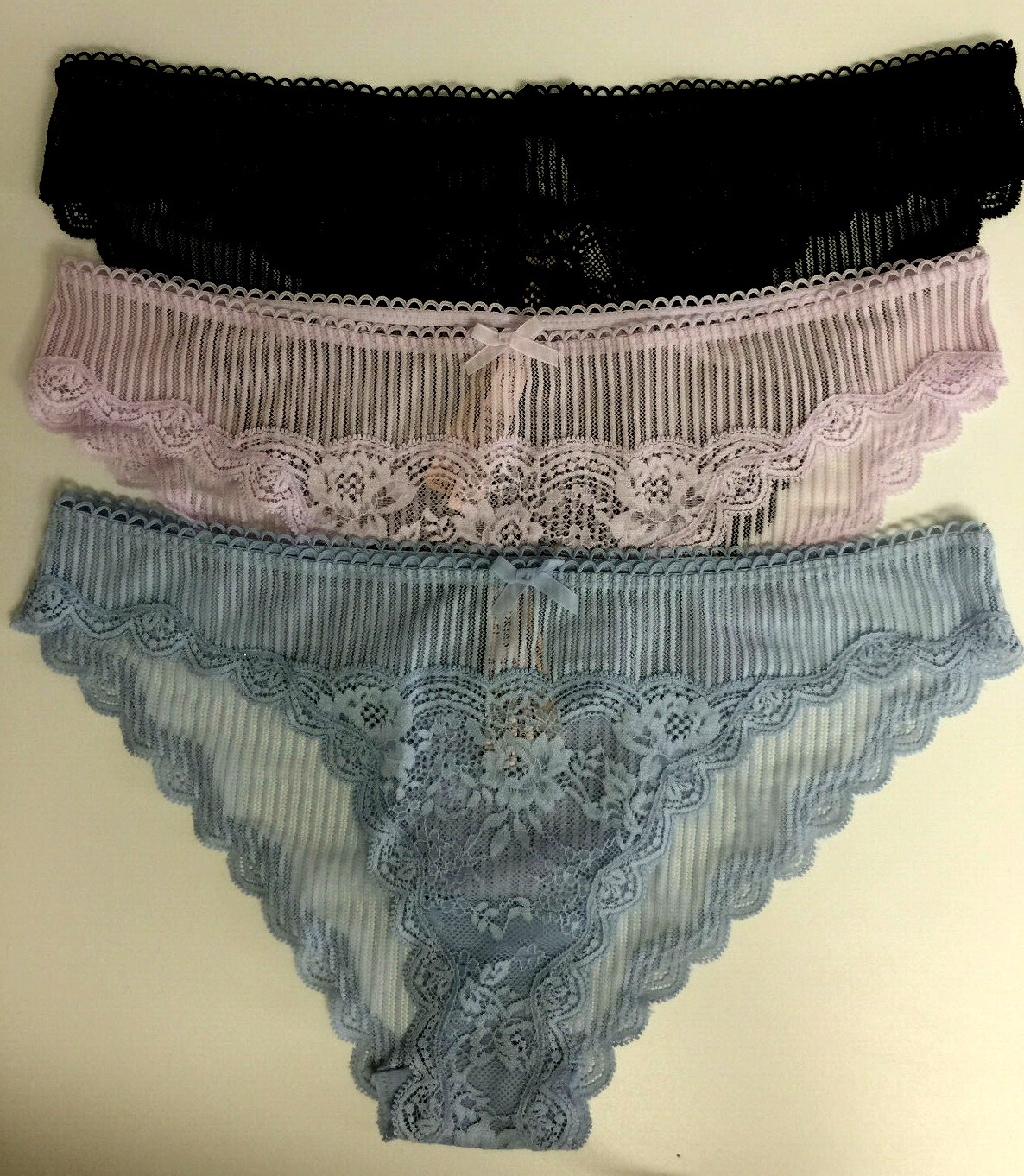 Victorias Secret Cheekini Panties Size L Sexy Floral Lace Stripes Multi-Colors