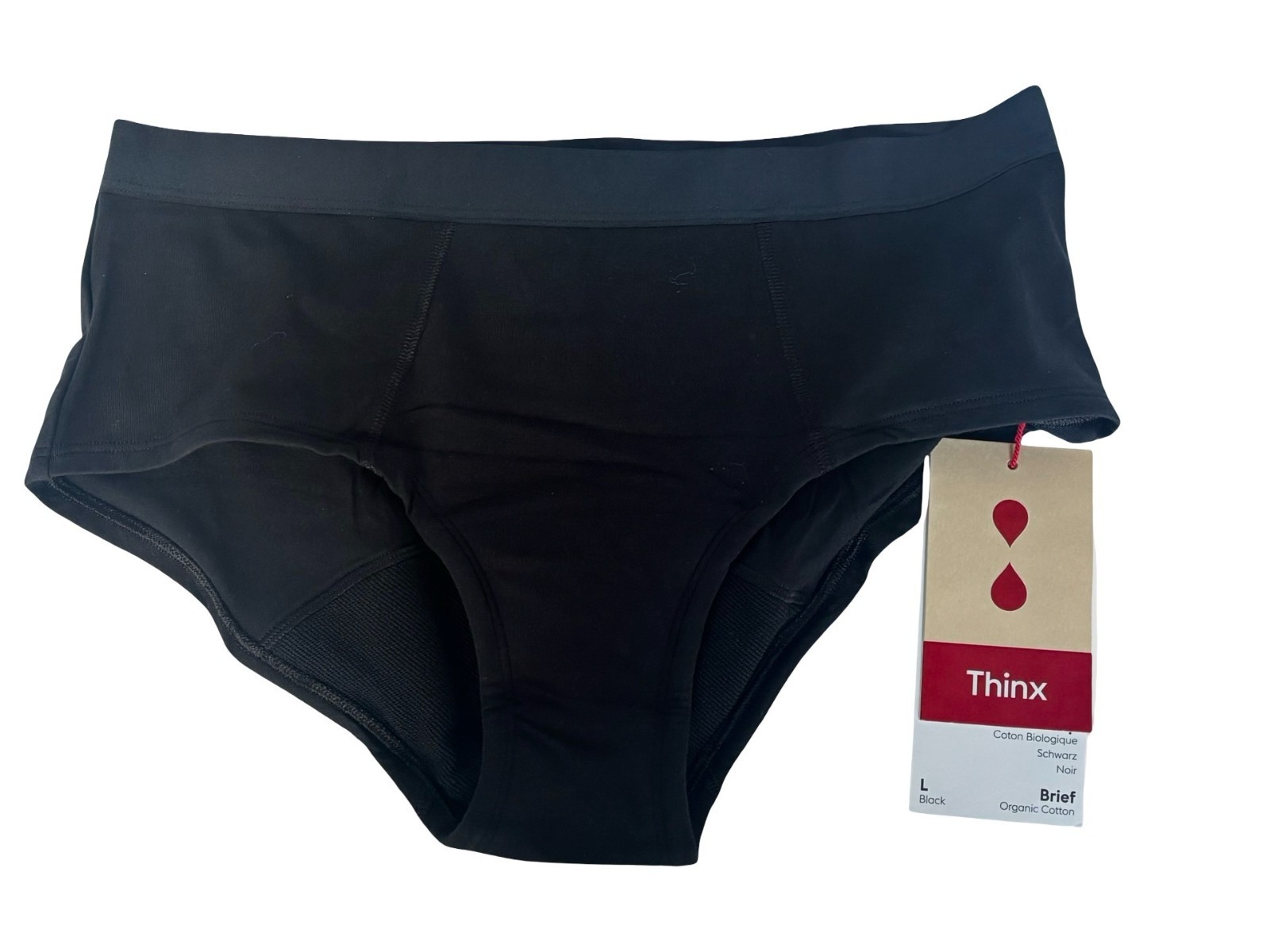 Thinx Sz L Period Proof Cotton Brief in Black Hiphugger (see desc) New