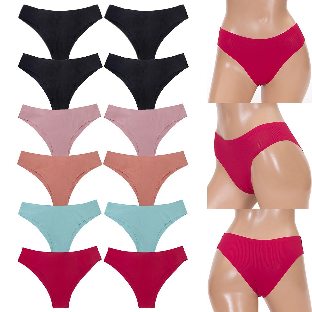12 pack Jennifer Women’s Stretch Seamless Basic Thong Panty Underwear