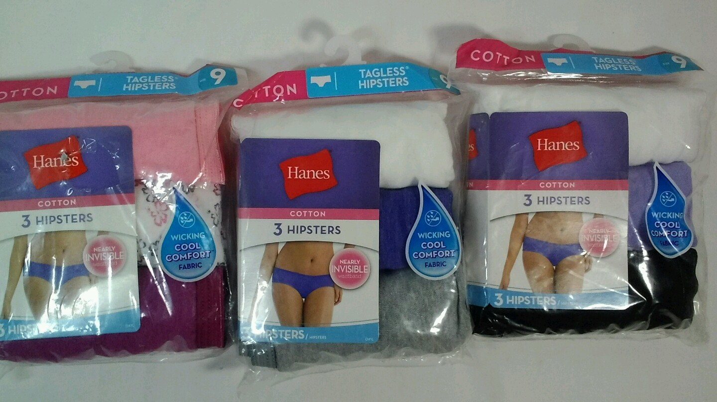 Hanes Ladies Cotton Hipsters Choice 5, 6,7,8,9 or 10 New 3 pack Random Colors