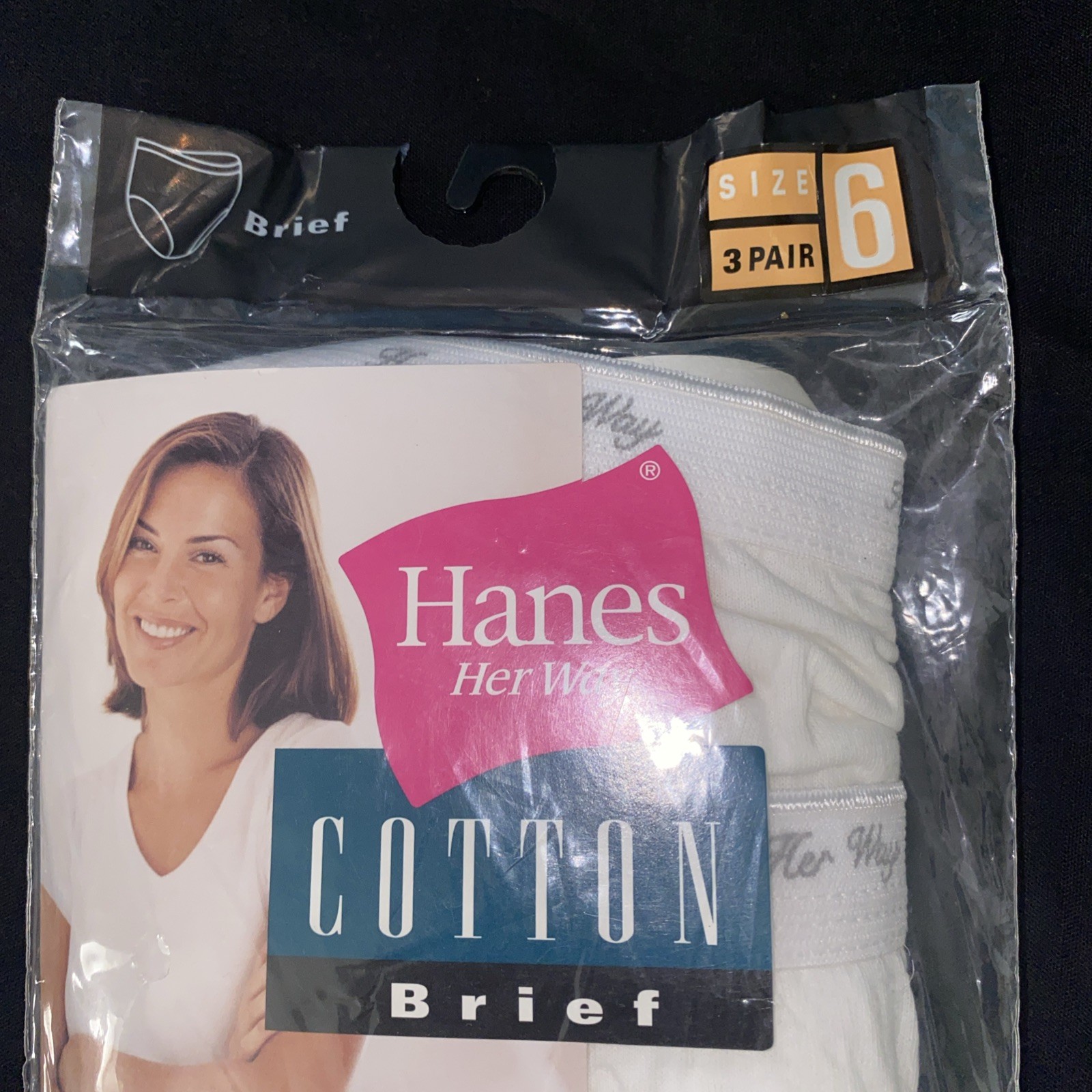 Hanes Her Way Size 6 White Cotton Brief Underwear 3 Pair Vintage 1999 NEW NOS
