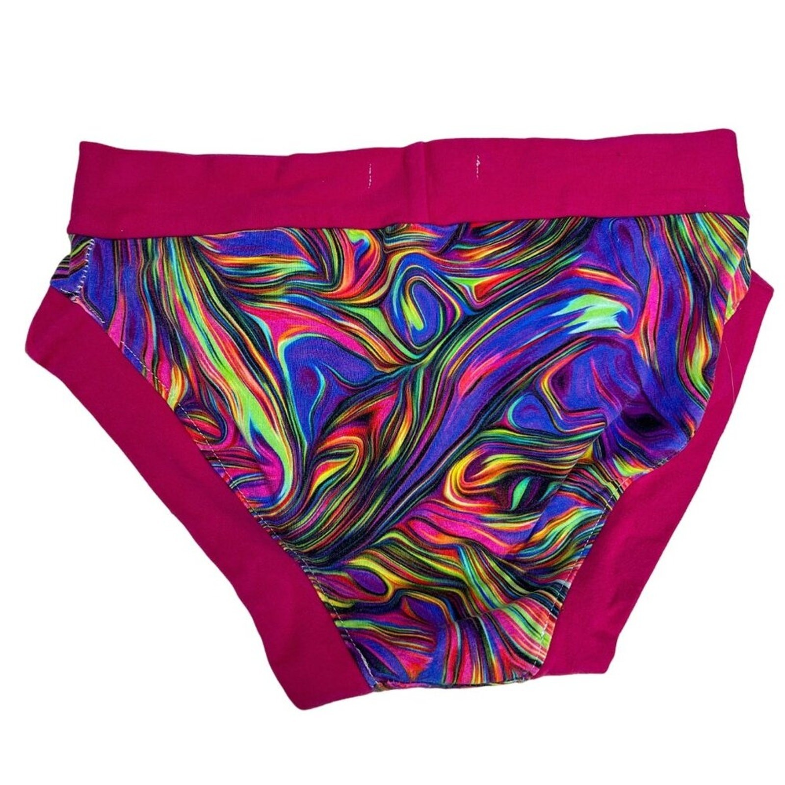 Handmade Organic Cotton Undie Briefs | Abstract Rainbow Swirl Panty – XS