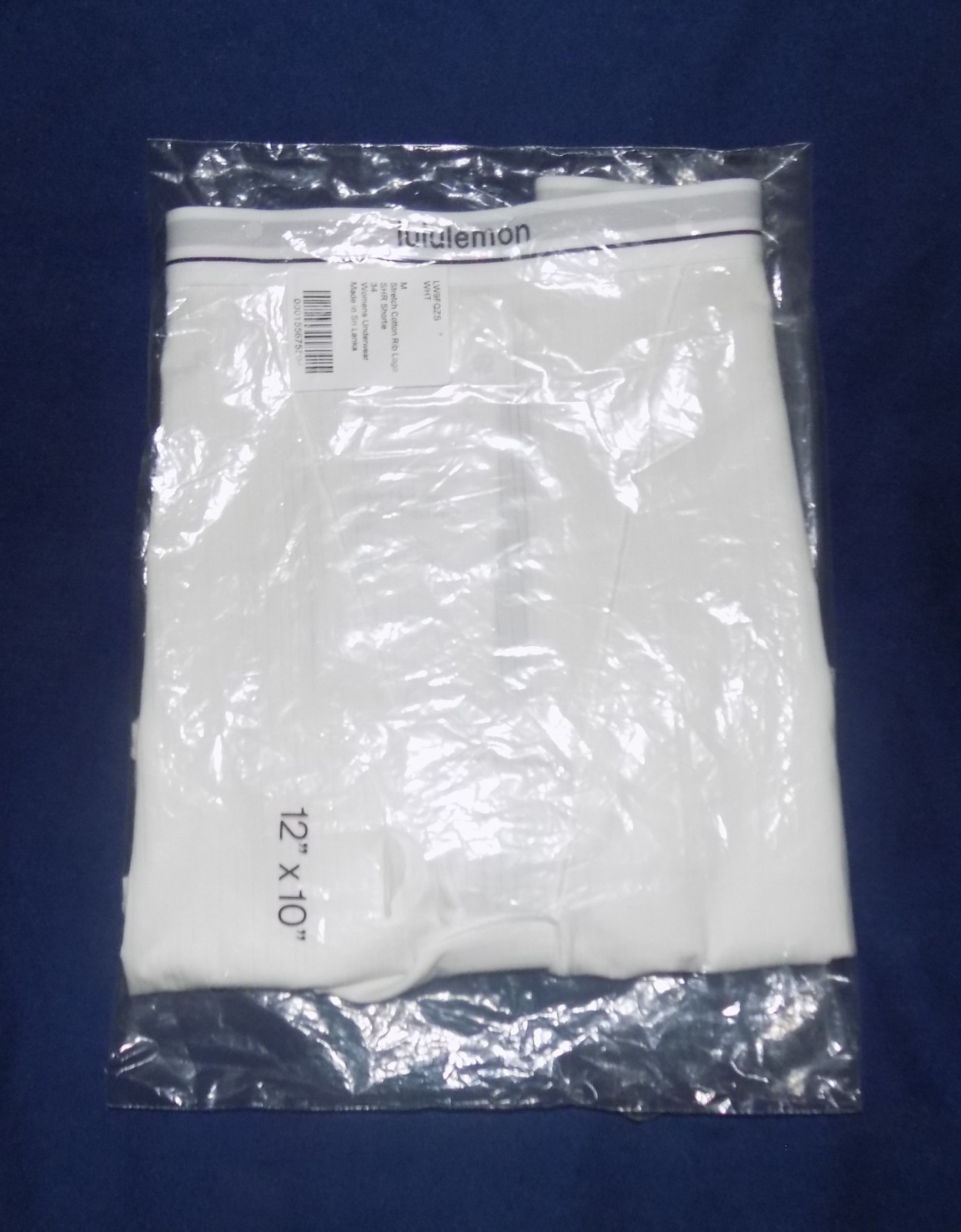 Lululemon Super-High-Rise Shortie Underwear Stretch Cotton Ribbed Logo Wht M NWT