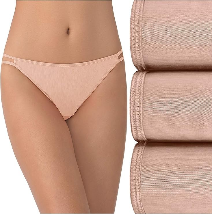 4 pc VANITY FAIR String Bikini Panty ILLUMINATION 18108/18810 BEIGE 9 ~ 10 ~ 11