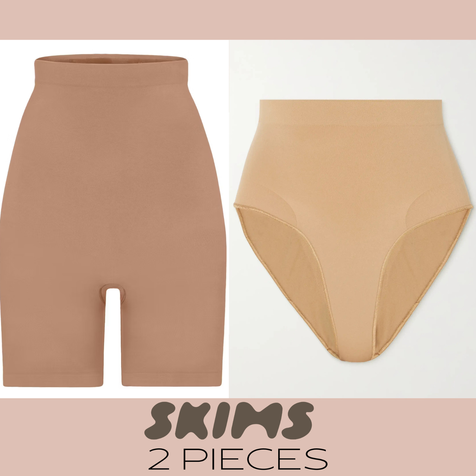 NEW SKIMS [ 2PC XXS/XS ] Seamless Sculpt Mid Briefs +Above Knee Shorts T2124