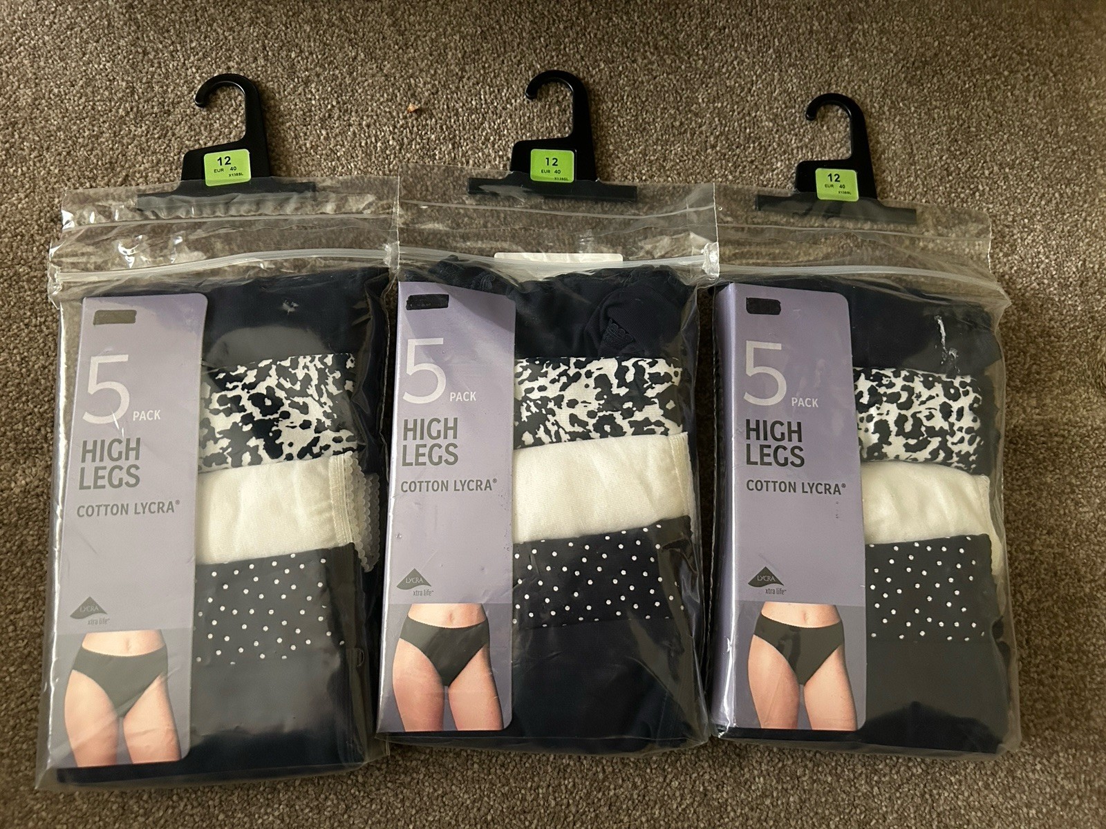 Ex Marks & Spencer Cotton Lycra High Leg Briefs Knickers 2 x 5 Pack Size 8 BNWT