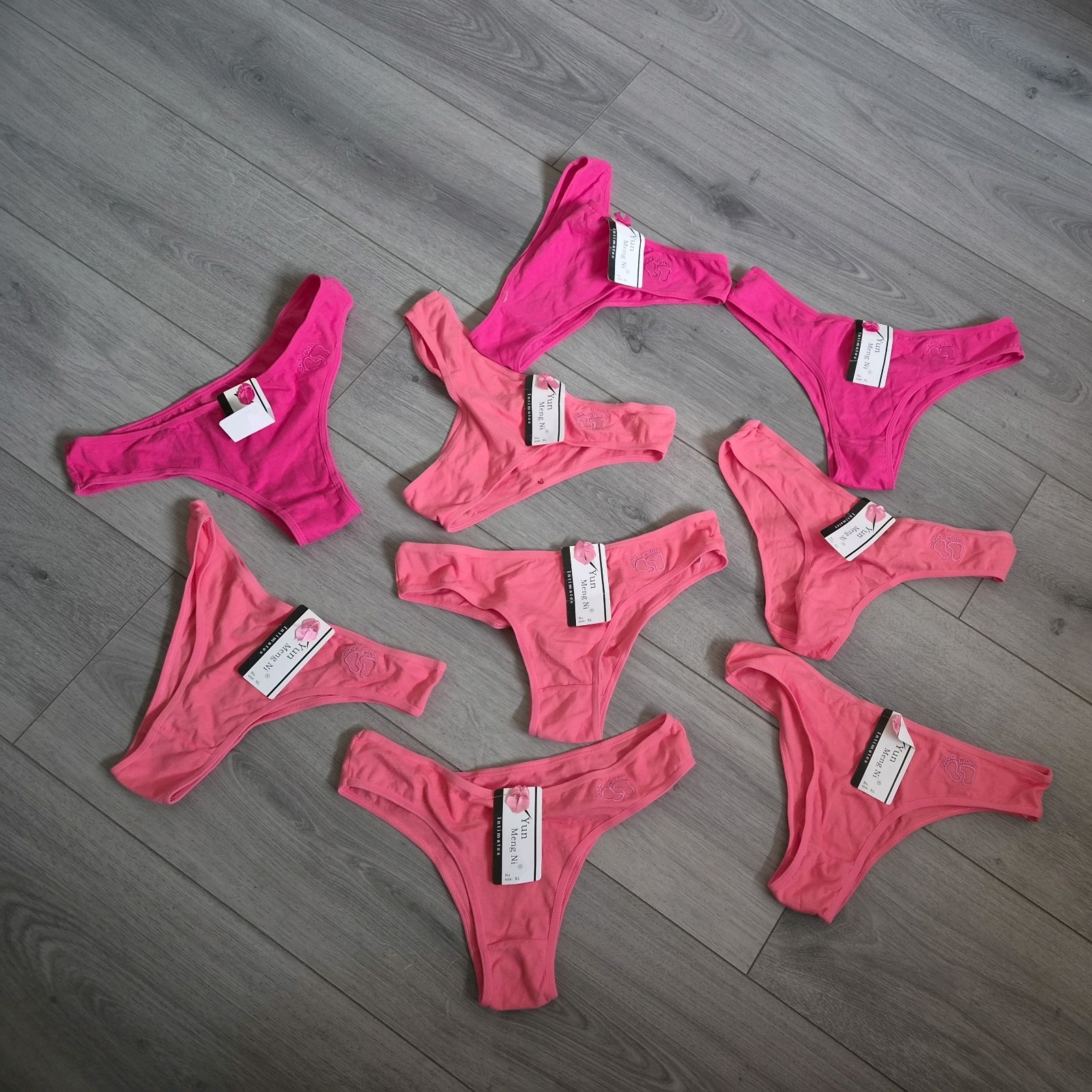 BNWT Job Lot Bright Pink & Coral Embroidered Briefs Size 8-10 x 9