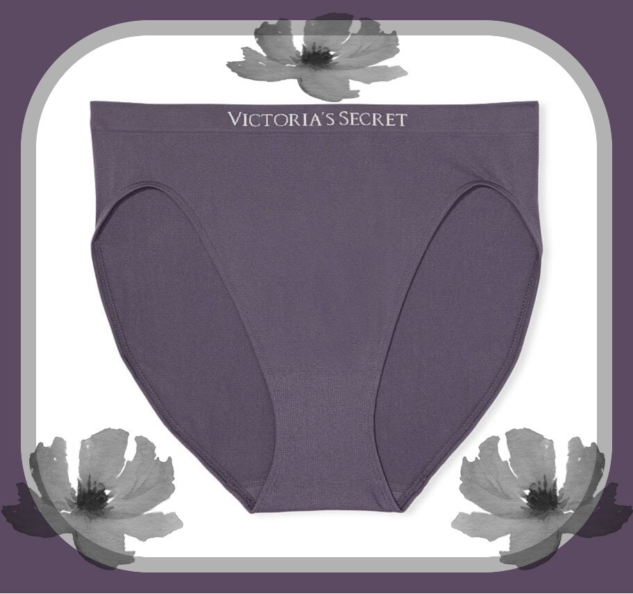 L Grey SEAMLESS NO SHOW FULL COVER Victorias Secret High Leg Waist Brief Pantie