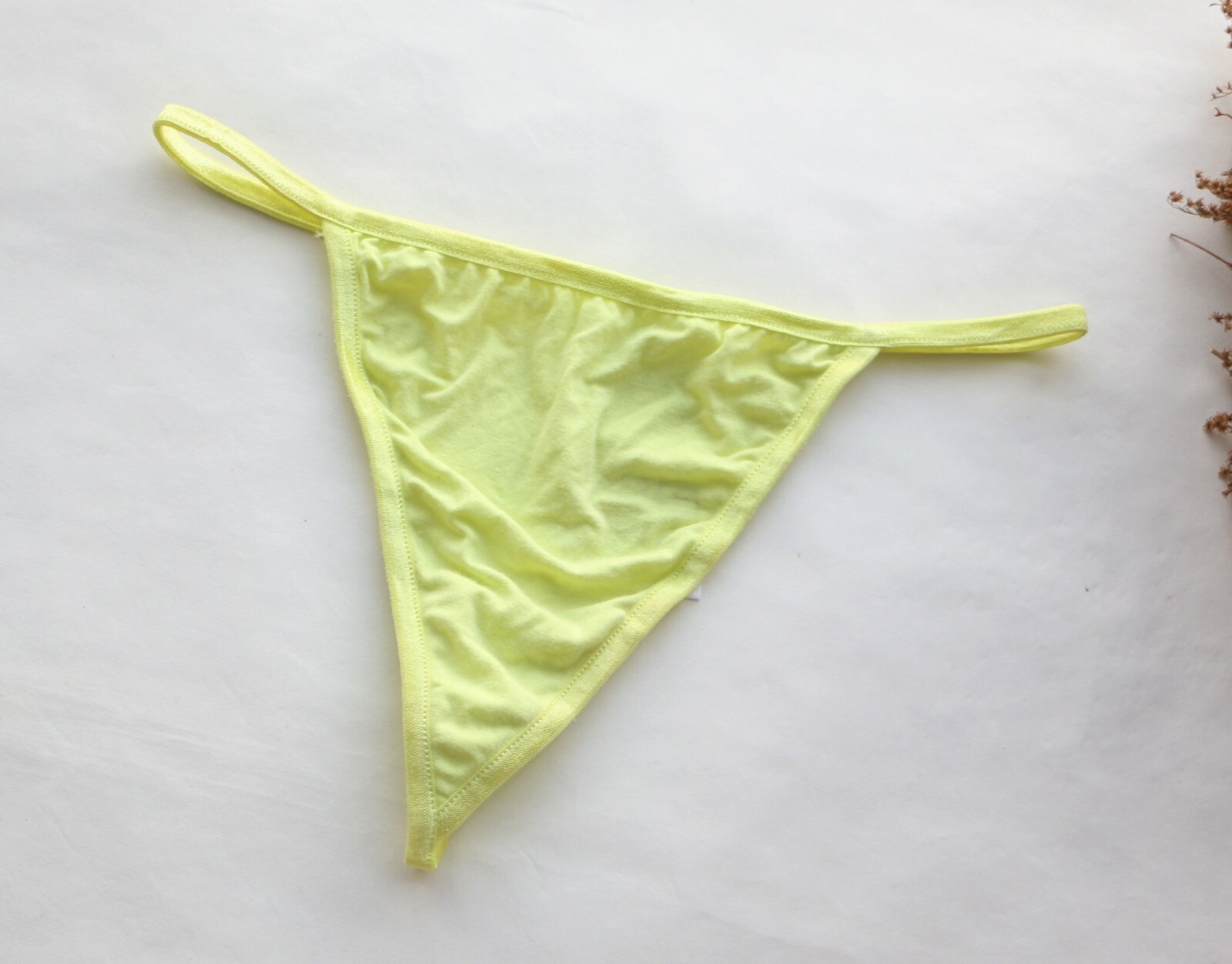 Women Sexy Thong Solid Smooth T-back underwear Hipster G-string Panties Yellow S