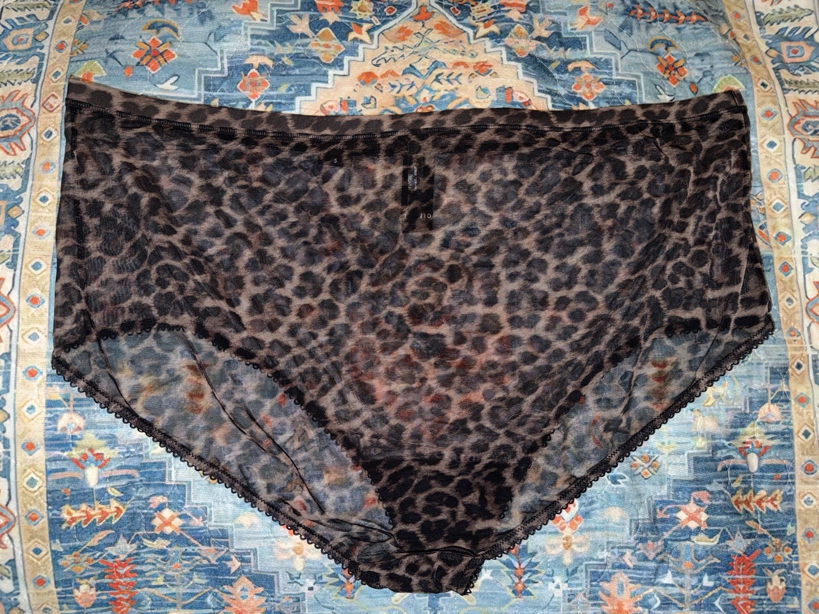 NWT Torrid On The Prowl Leopard Print Semi Sheer Mesh Mid Rise Brief Panties 5X