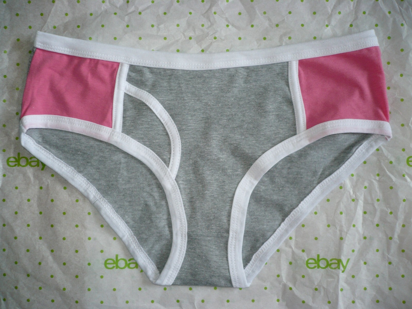 Rue 21 Women’s Bikini Panties MEDIUM Gray & Pink W White Trim New