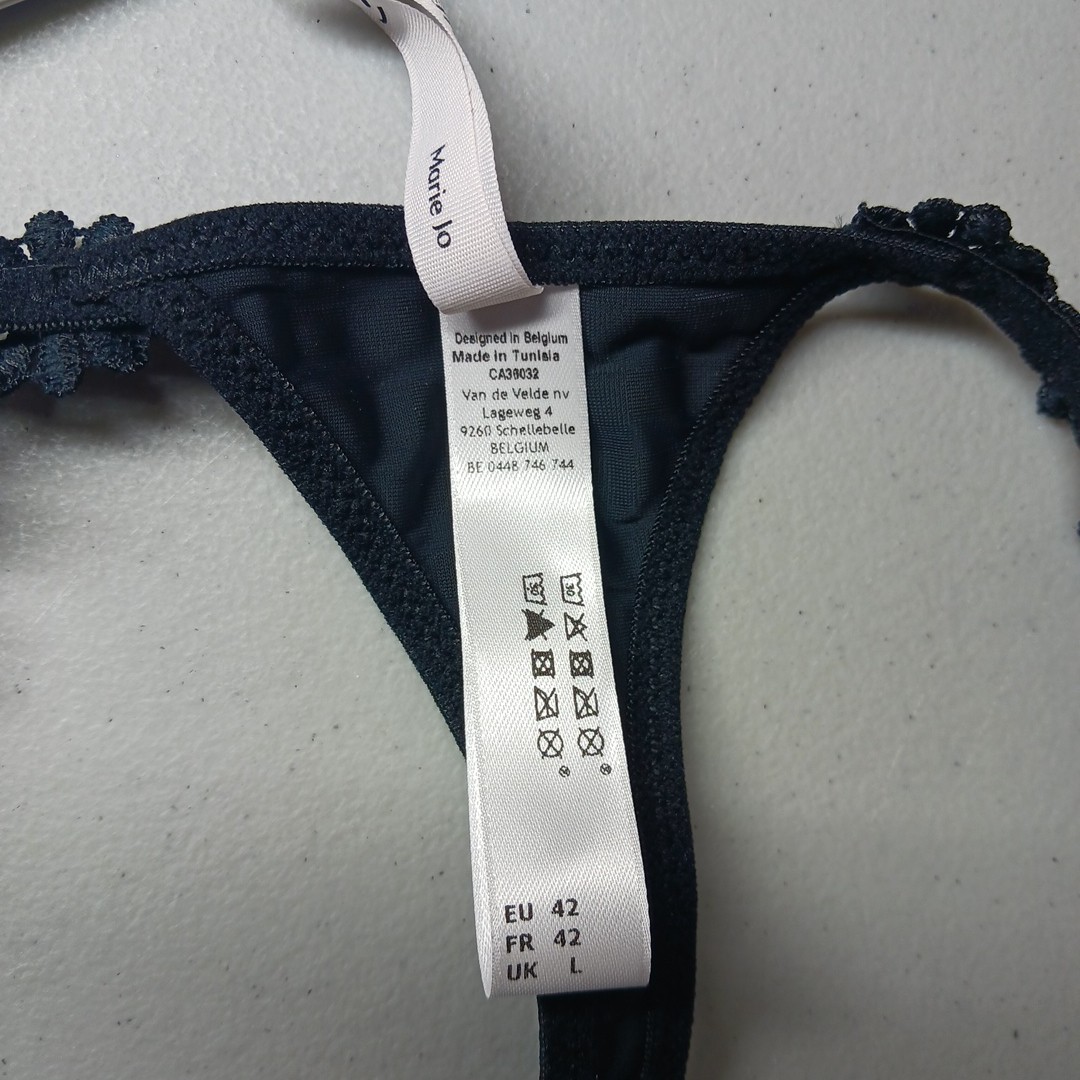Marie Jo 0600-0413 Avero String Thong Panty Black L Floral Band Belgium Design