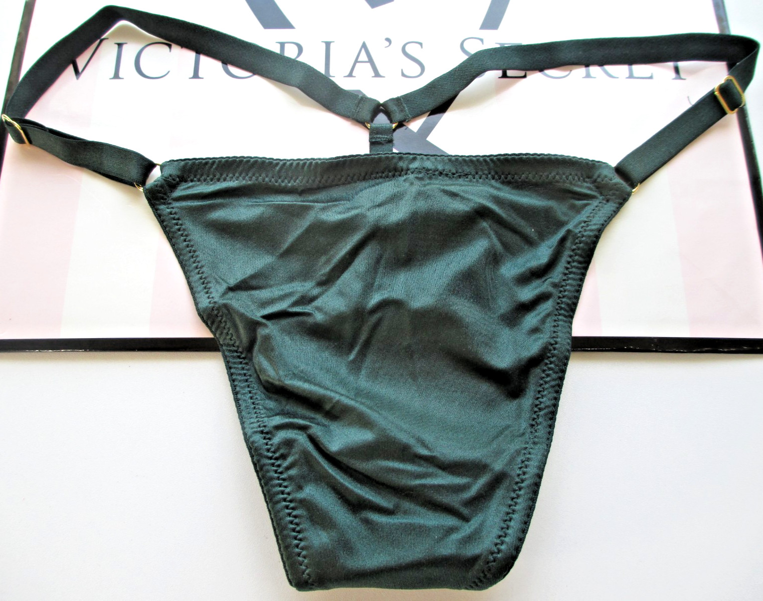 VICTORIA’S SECRET VERY SEXY V-String Thong Panty S M Dark Green NWT VS