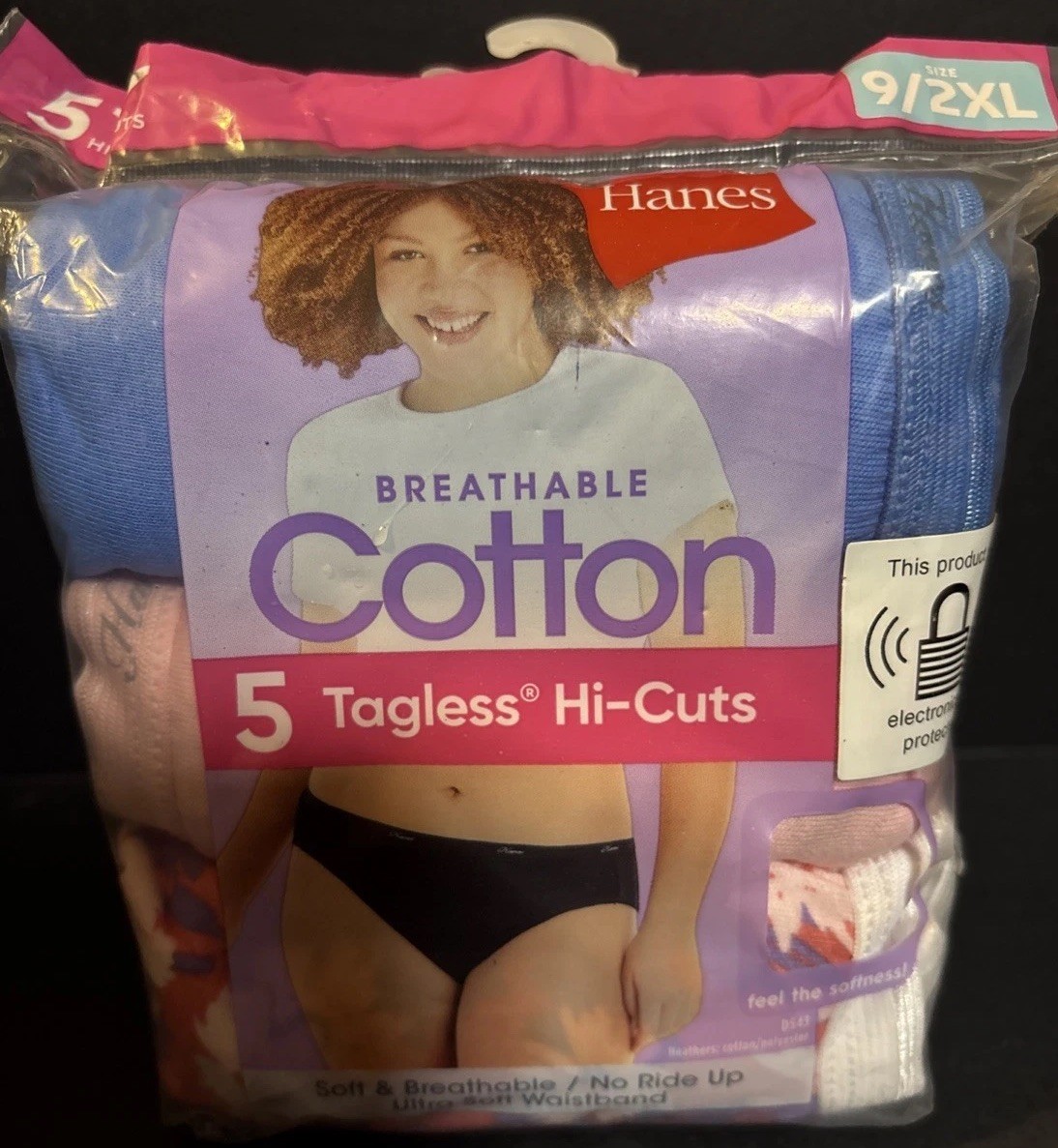 Hanes Women’s Cotton Tagless Hi Cut Breathable Panties 5-Pack, Size 9/2XL