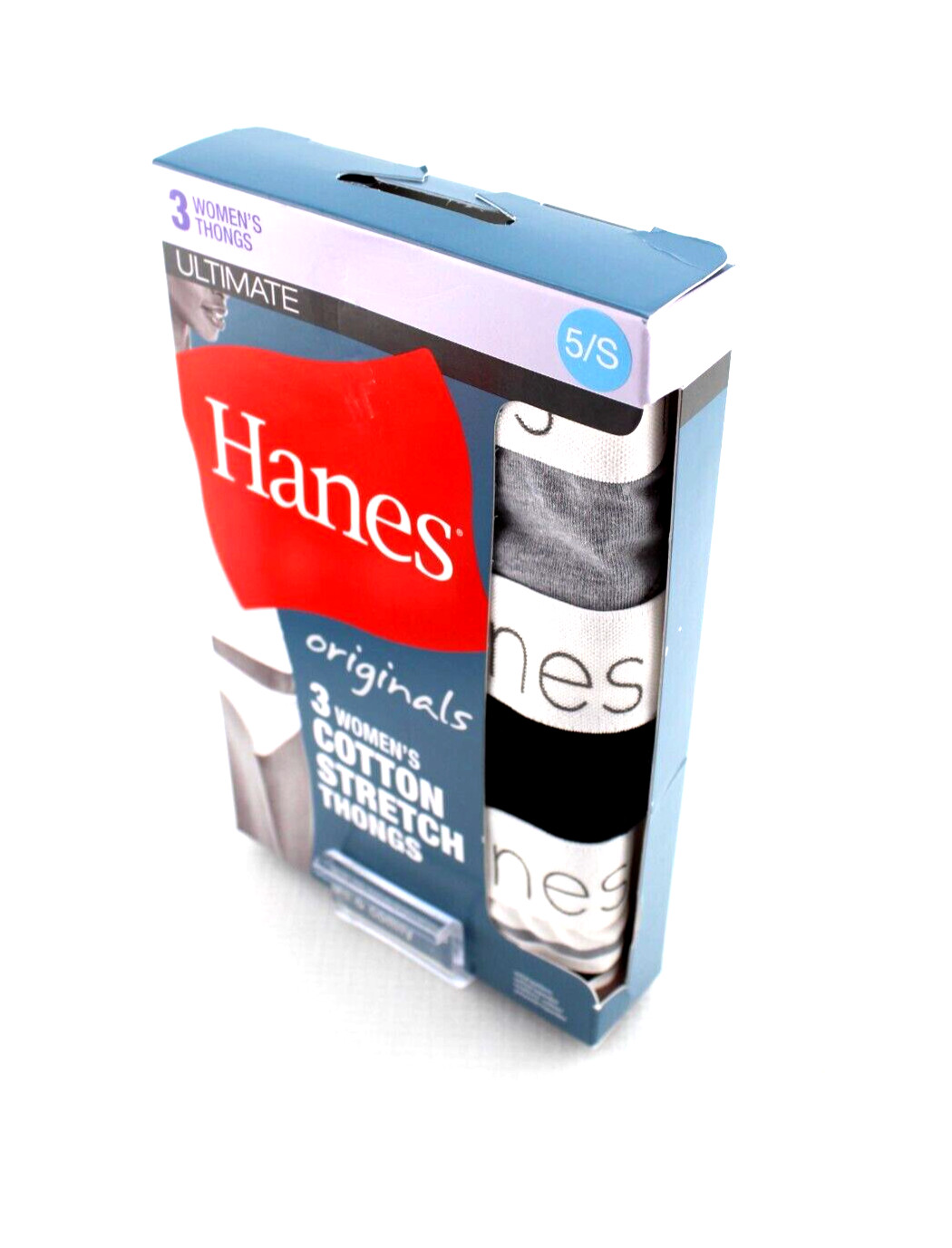 New HANES Ultimate Size 5 / S 3-pack Multi Colors 95% Cotton Women Thong Panties