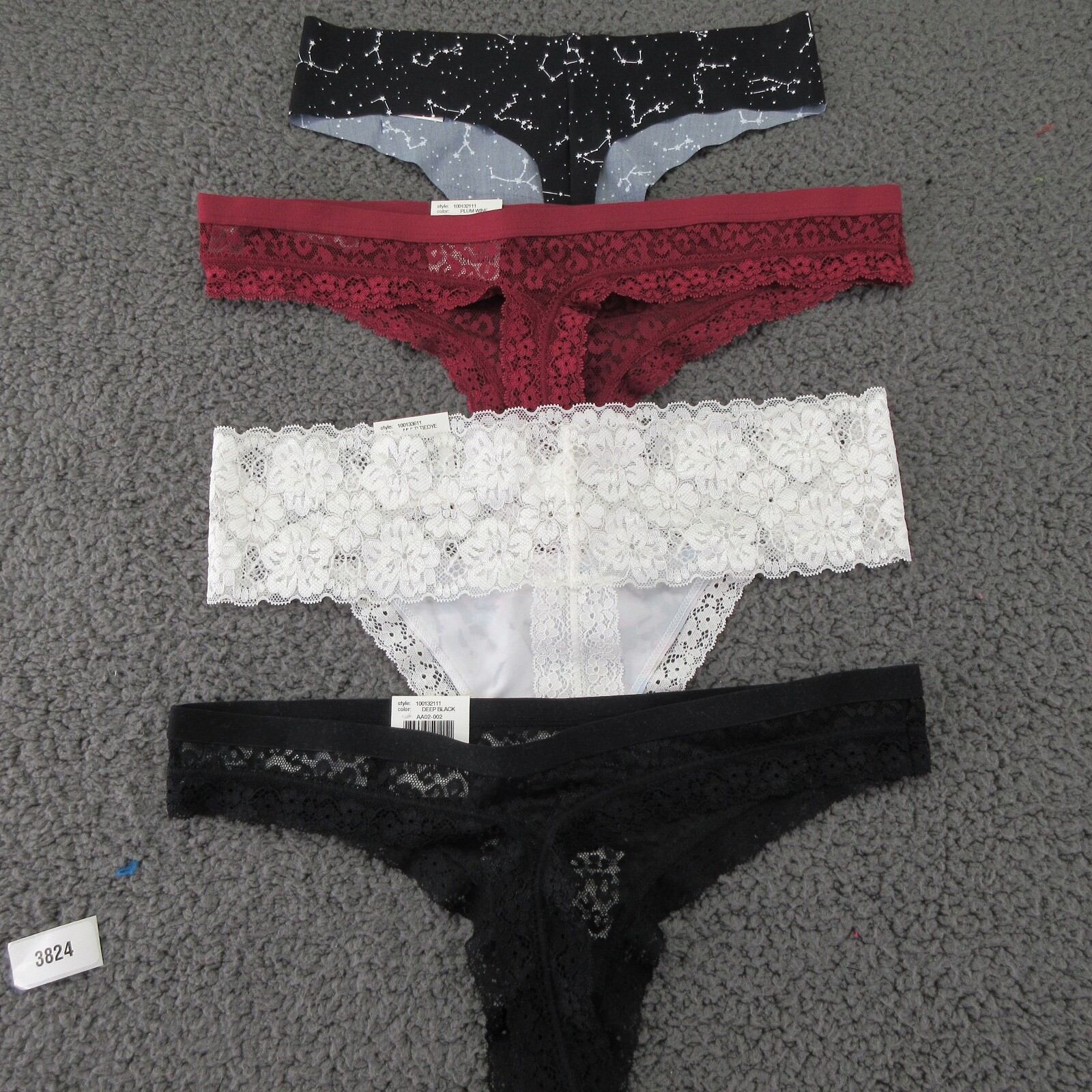 Jenni Intimates Women’s Thong Panties Underwear Medium Black Red White 4-Pack