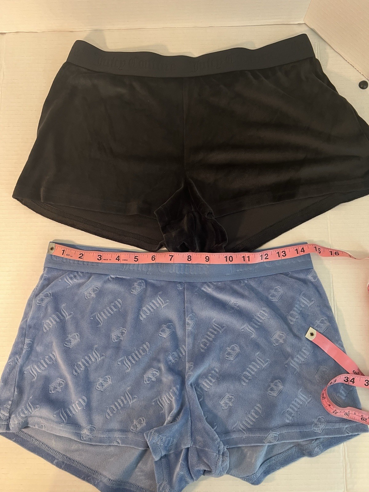 Juicy Couture Women’s Boyshort Pj Shorts 2-Pack Black/Blue Logo Size M