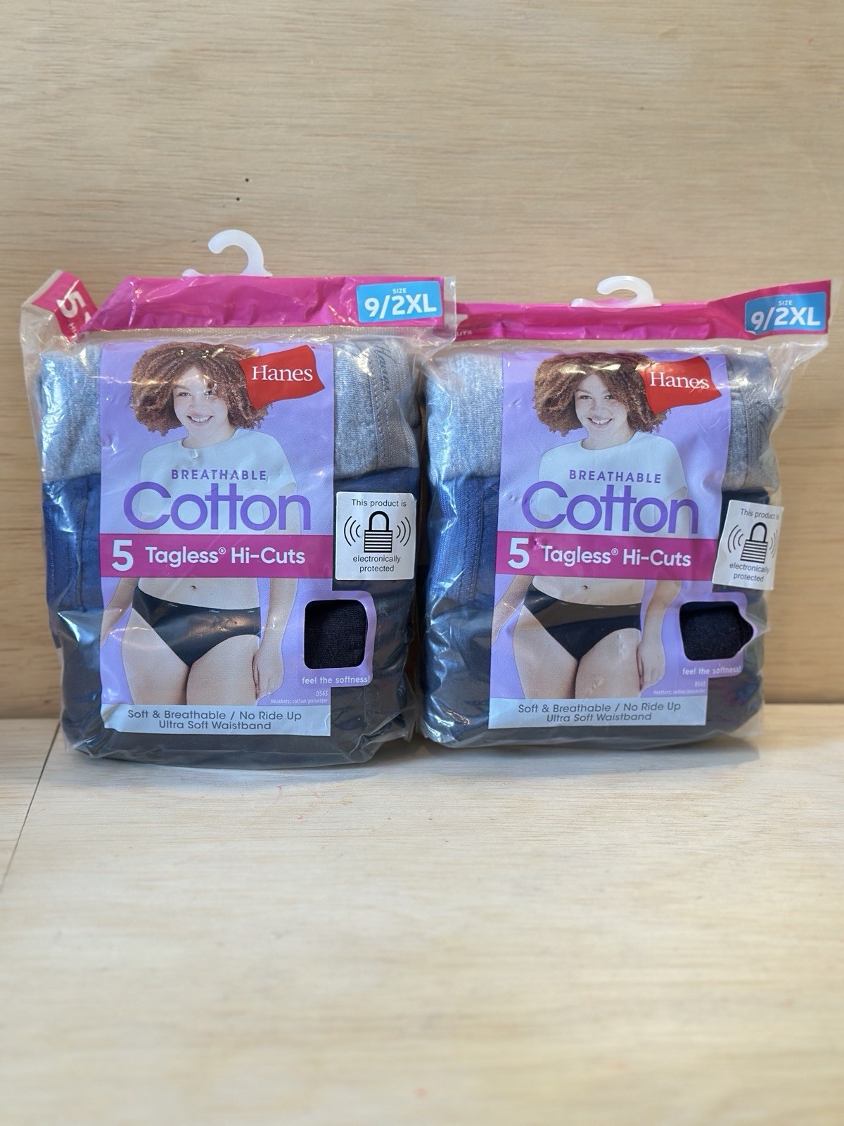 Lot 2-Hanes 5 Pair Ea Breathable Cotton Tagless Hi-Cut Panty Size 9/2XL