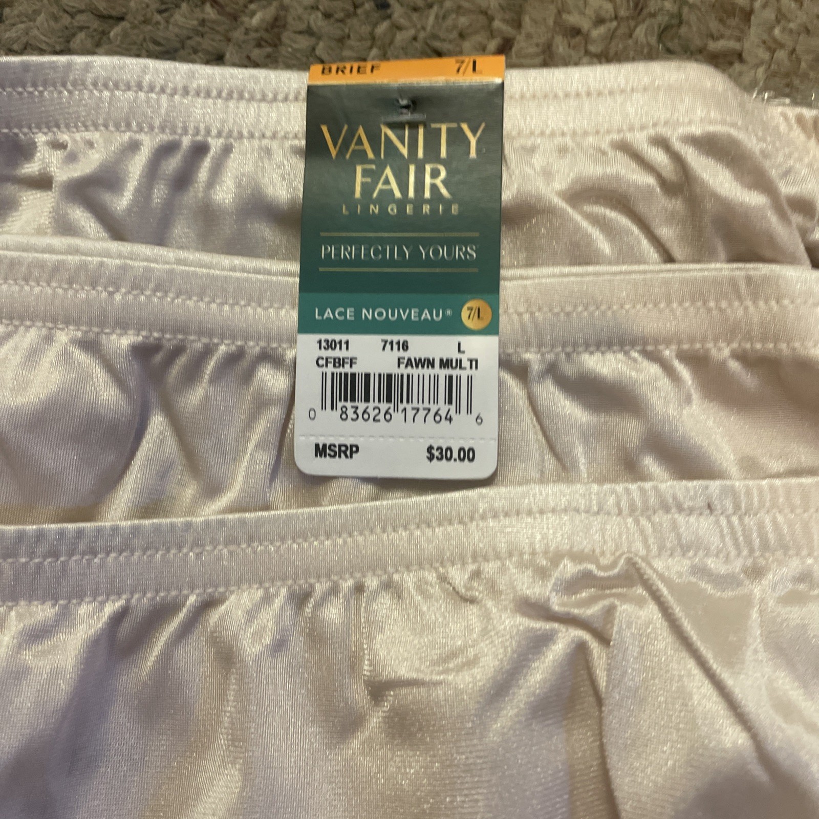 3 Pair of Vanity Fair Women’s High Waisted Fawn Nude large