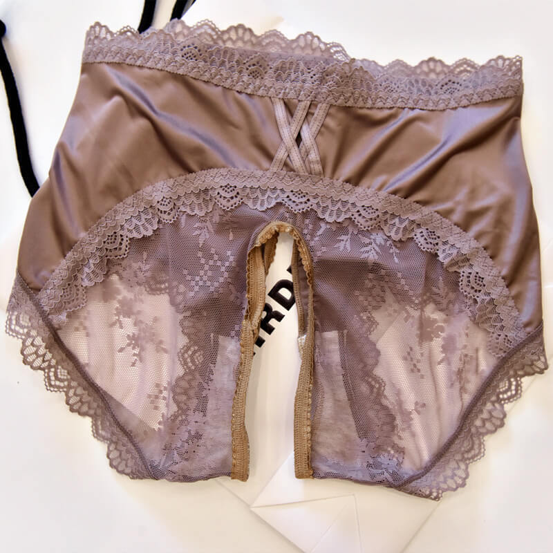 Womens Satin Shiny Wetlook Boyshorts Open Crotch Bikini Briefs Panties Underwear