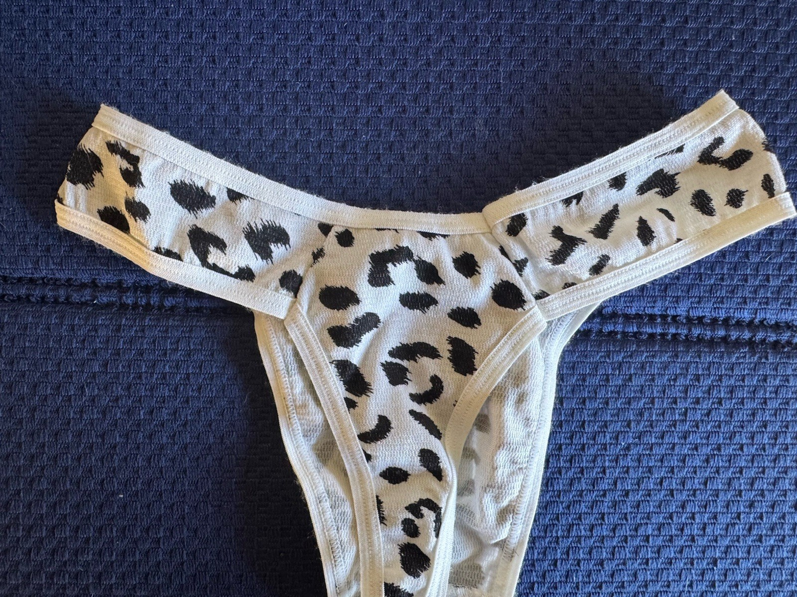 Leopard Print Thong Panties White Black Animal Pattern Women’s 1 Pack