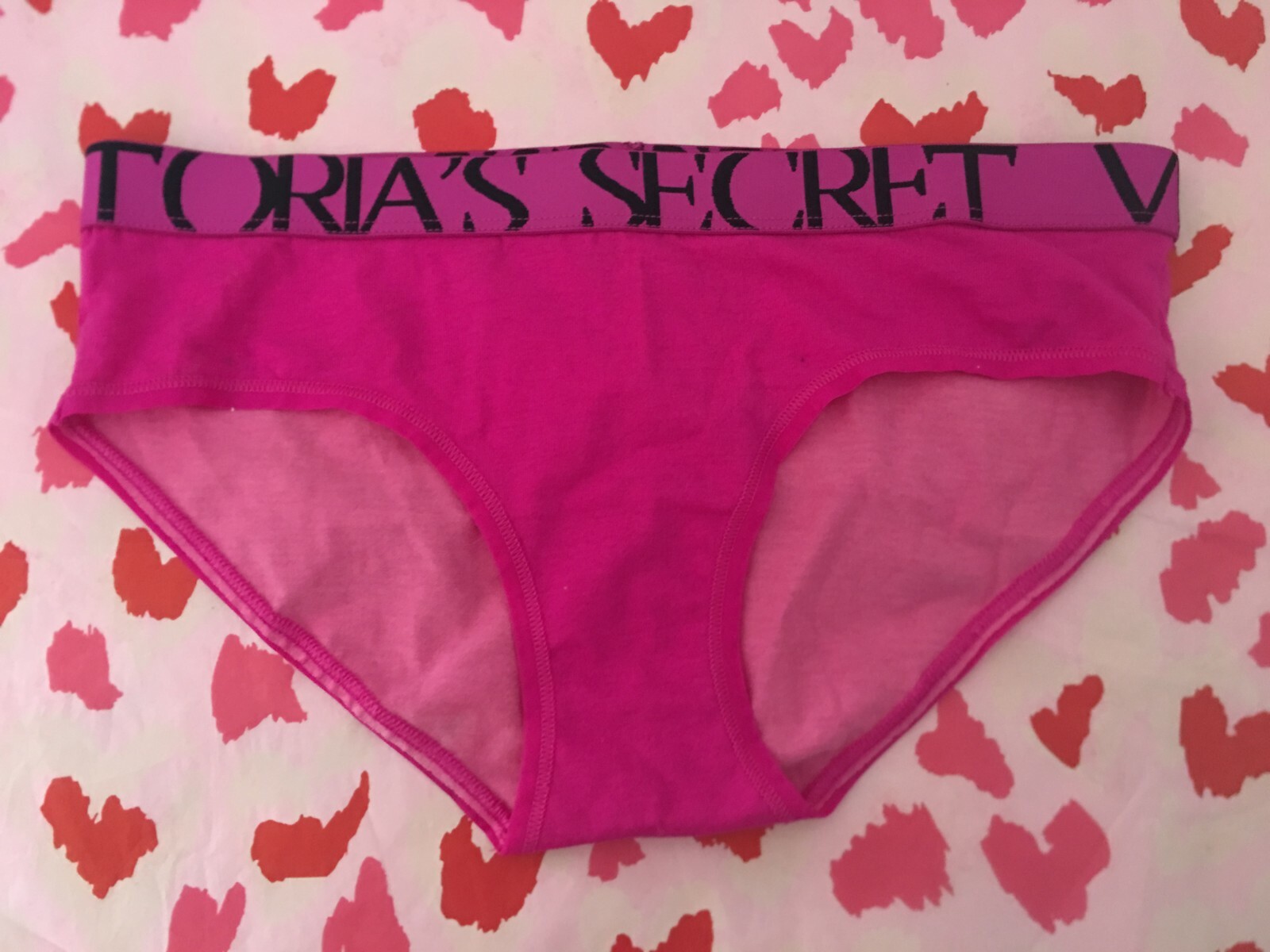 NWT Victoria’s Secret LOGO Hot Pink Hiphugger Panty underwear XS X – SMALL