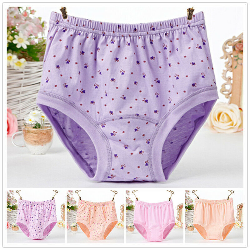 3X Women Cotton Panties Middle-aged Elderly Underwear High Waist Brief Underpant