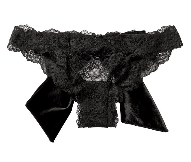 NWT Victorias Secret Dream Angels Cut Out Open Bridal Panty Lace Velvet Bow L