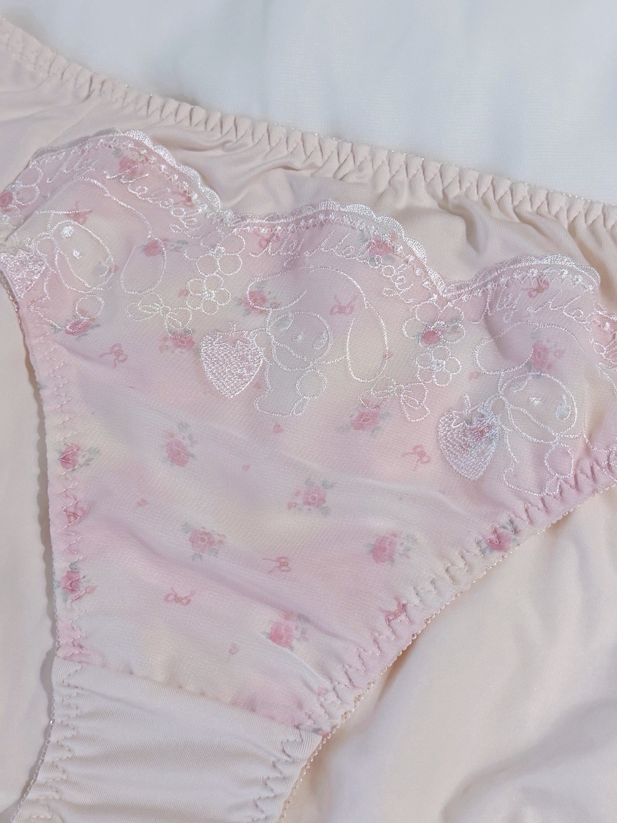US-M/JP-3L Japanese Sanrio My Melody Embroidery Cute Rose Chiffon Trim Panties
