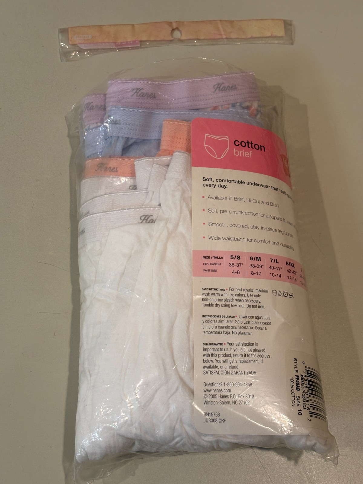 2005 Hanes Women’s 100% Cotton Brief -Style # PP40AD 6 Pair Value Pack -Size 10
