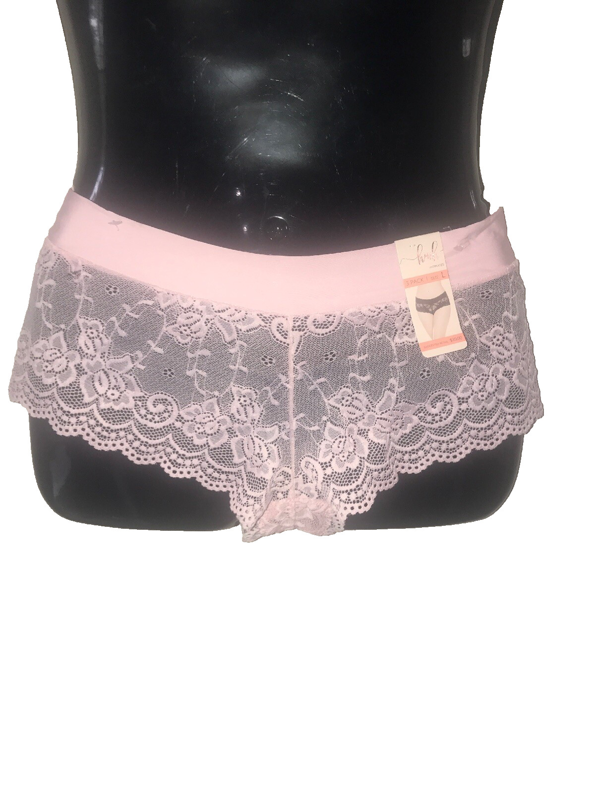 NWT Hush Intimates Boyshort Panty Large Pink Lace Sissy Whimsical Fairy Coquette