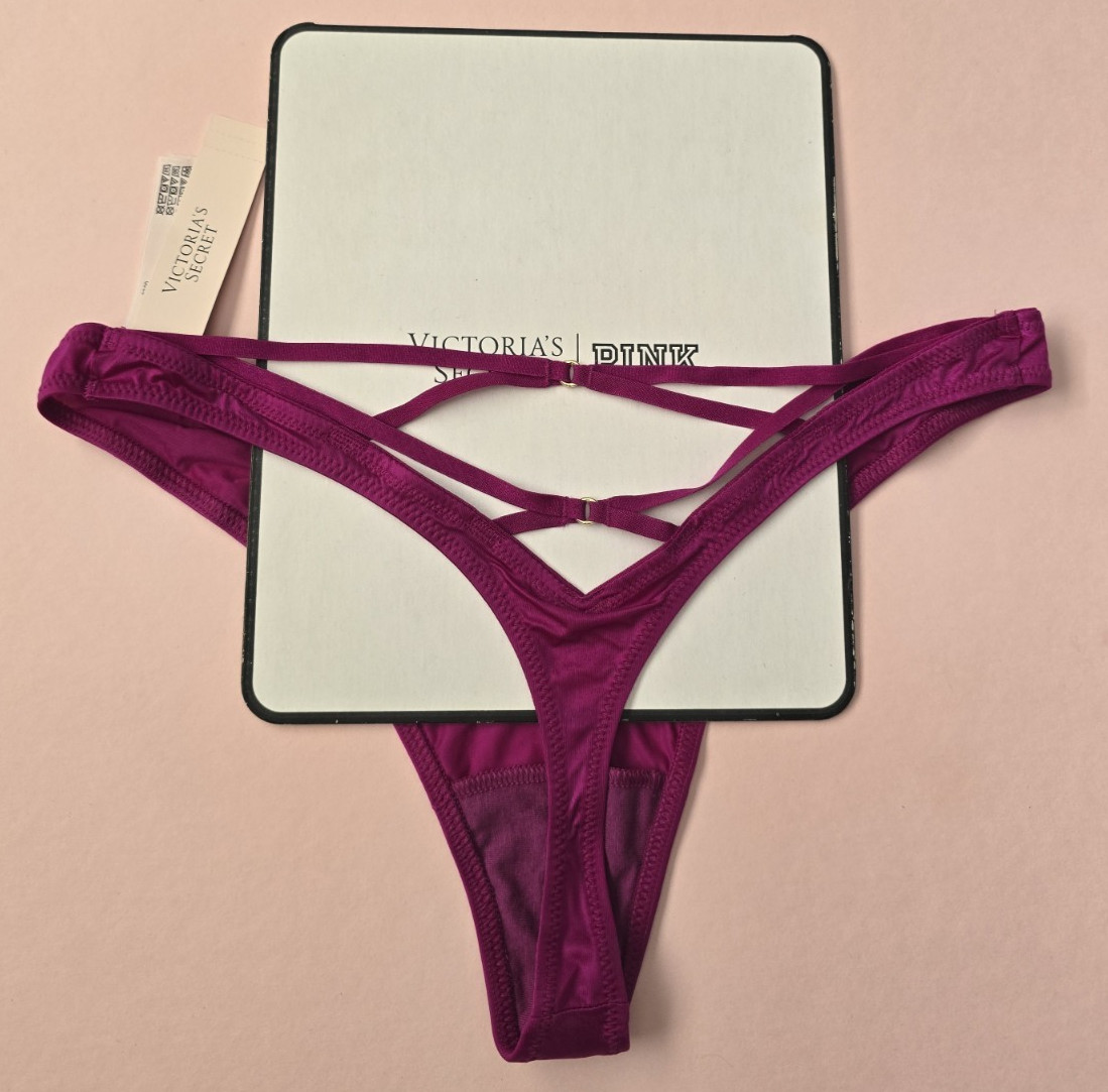 Victoria’s Secret Smooth Strappy-Back High-Leg Thong Panty XL Berrylicious NWT
