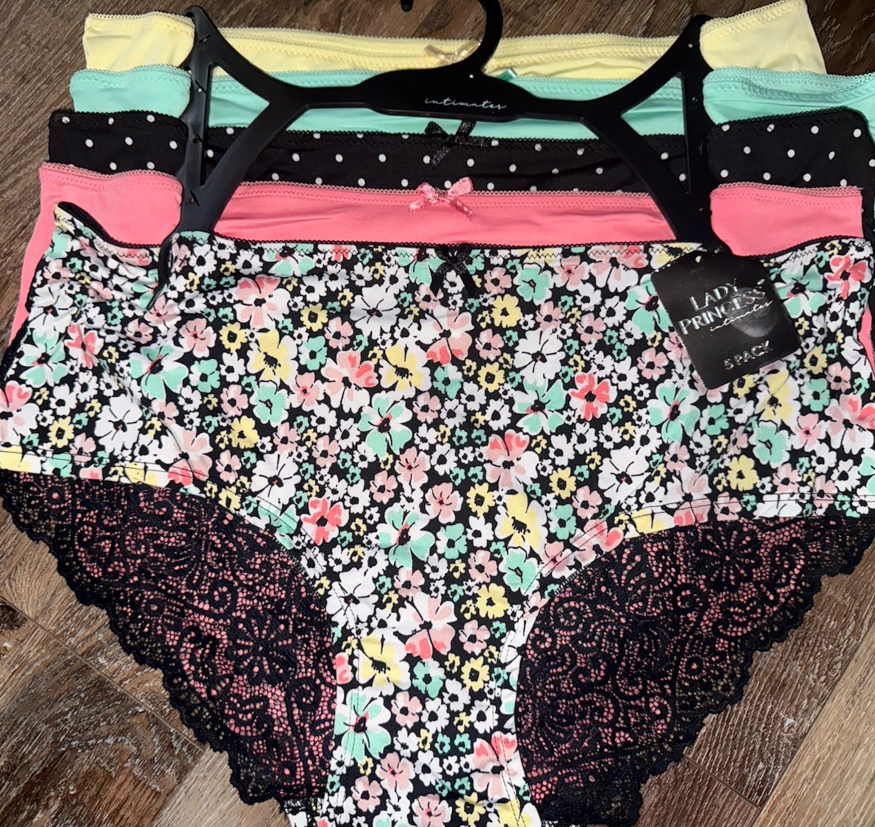 Lady Princess ~ Women’s Hipster Underwear Panties 5-Pair Polyester Blend ~ 1X
