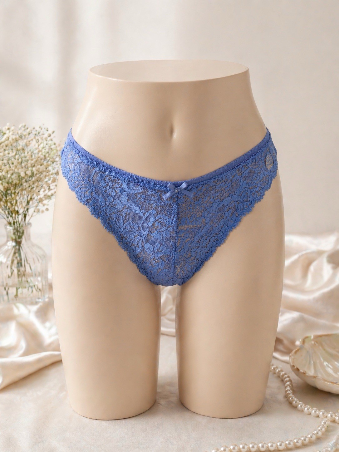 Women’s Teens Intimates Lace Thong Floral Panties 6 Pk. Blue Pink Green Size XL