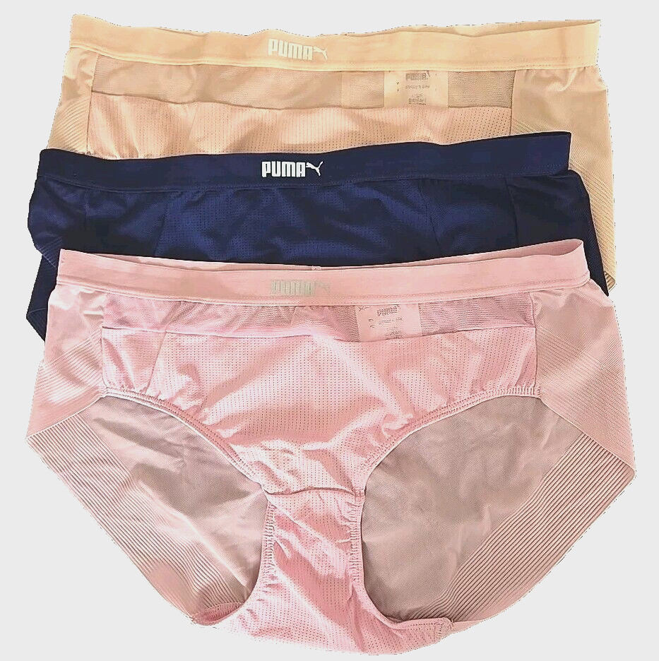 Womens S Puma Sports Hipster Panty Performance Comfort Sheer Briefs lot 3 NWOT