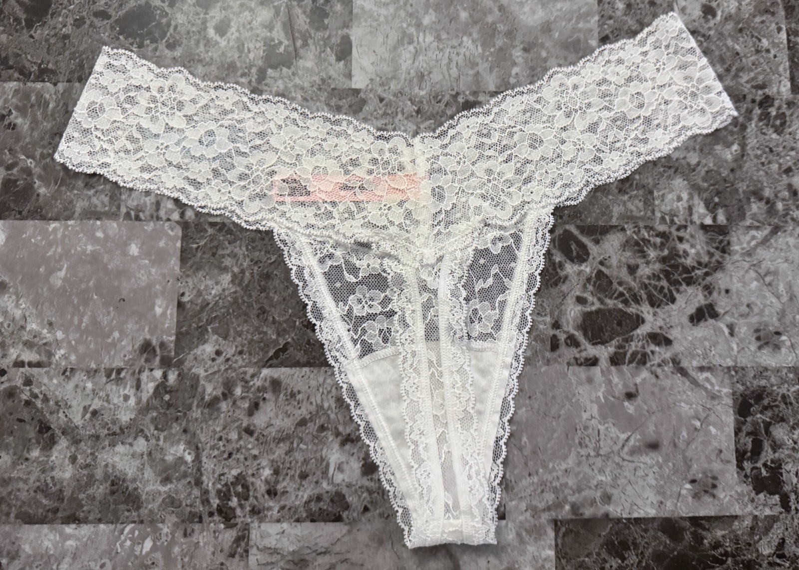 NWOT VICTORIA’S SECRET WHITE BLUE EMBROIDERED BRIDE BRIDAL LACE THONG PANTIES
