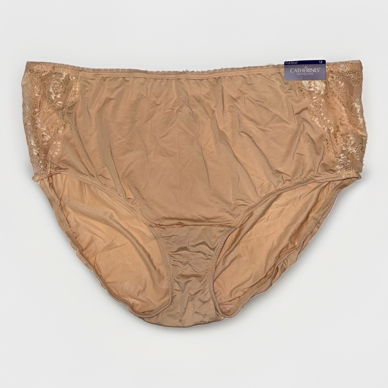 NWT Catherines Intimates Full Brief Panty Women’s Size 12 Nude Lace Plus Size