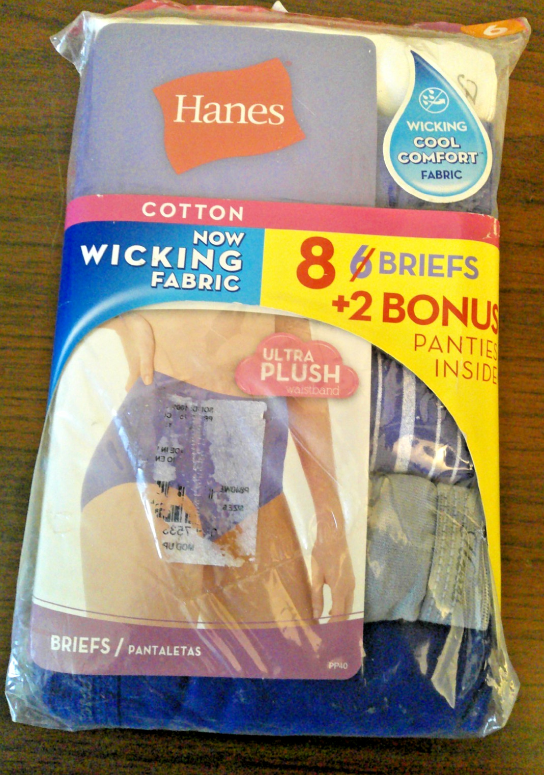 Women’s 8 Pair Hanes Size 6 Briefs New Multi Color Intimates
