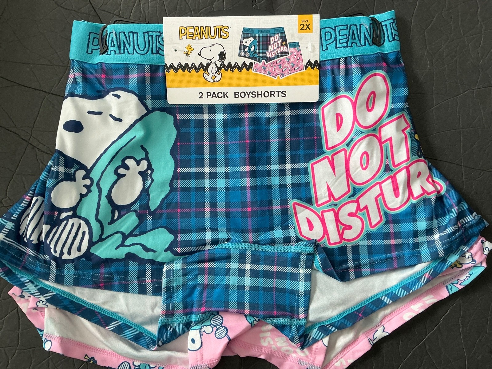 PEANUTS SNOOPY WOMENS 2 PACK BOY SHORTS UNDERWEAR Size 2X NWT Do Not Disturb
