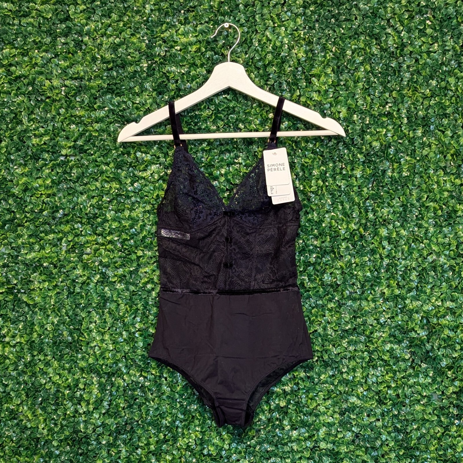 Simone Perele 1E3 Scenario Bodysuit with Tanga, Black XS NWTS