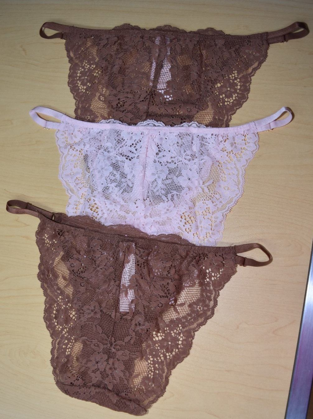 3 Victoria’s Secret Adjustable Lace Dream Angels Mini String Bikini Panty XL Lot