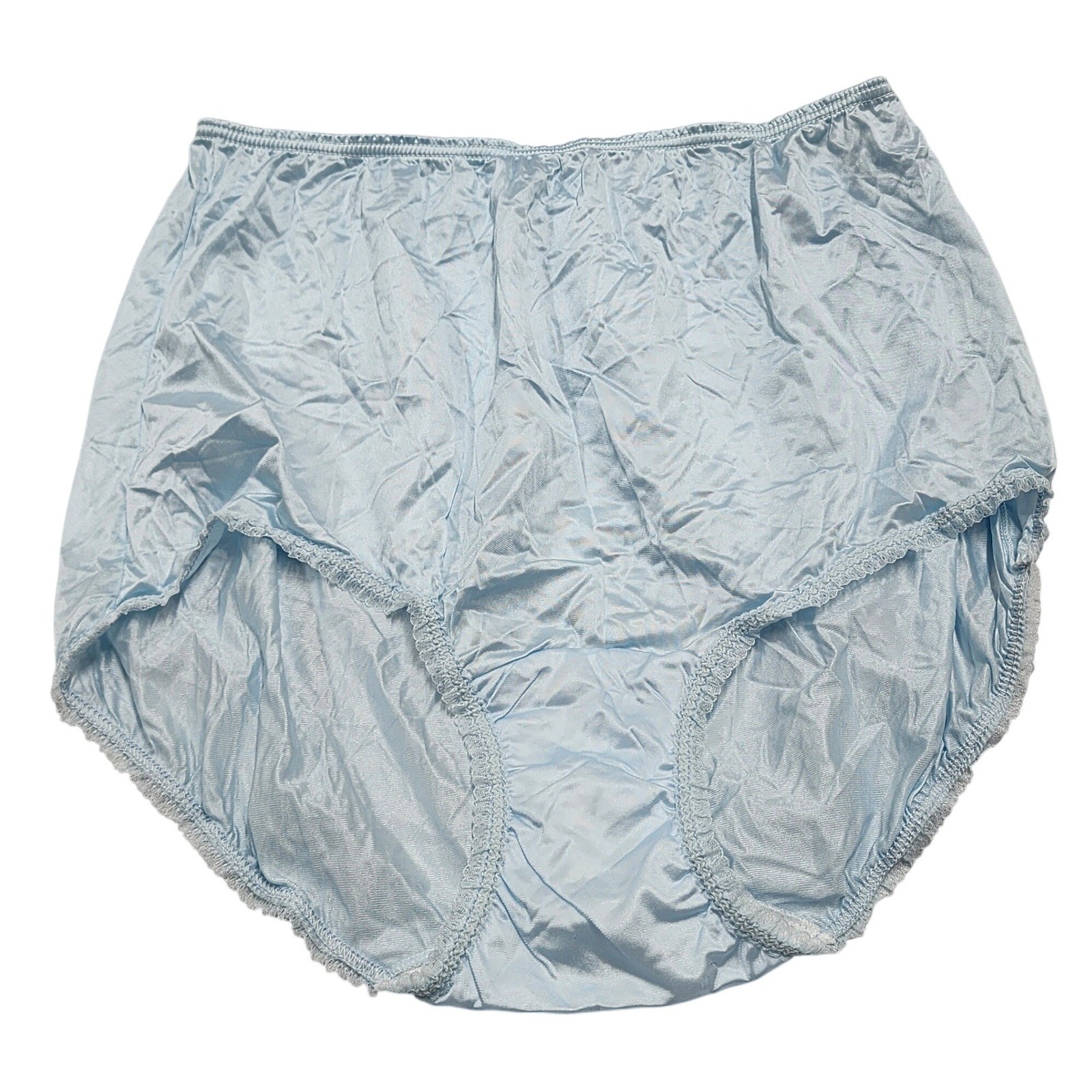 Adonna for JC Penney Womens Light Blue Nylon Lace Trim Full Brief Panties VTG 7
