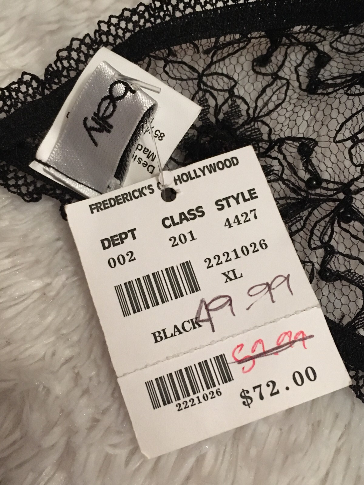 $72 RARE Y2K Vtg XL BEADED THONG Panty EMBROIDERED Lace Mesh Sheer Fishbelly