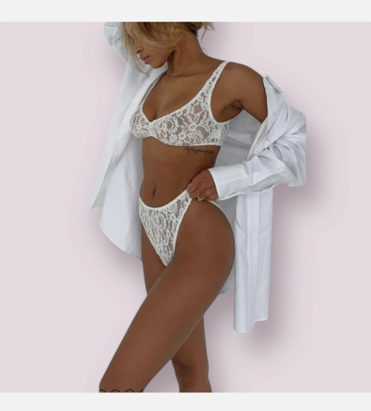 RUMORED NWT Women Smitten Briefs in Powder Blue Lace Lingerie Panties Bra Set XS