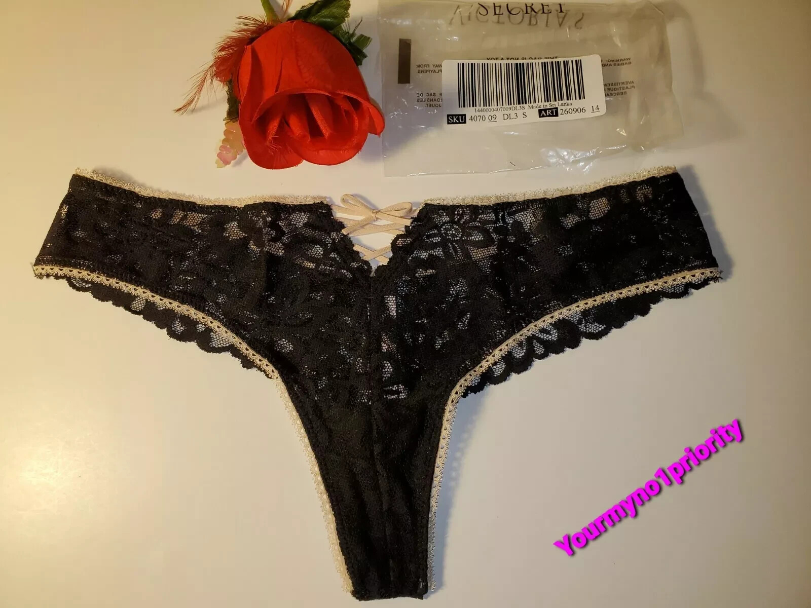 S,L Victoria’s Secret Lacie Lace Up Front Thong Panty Soft Stretchy