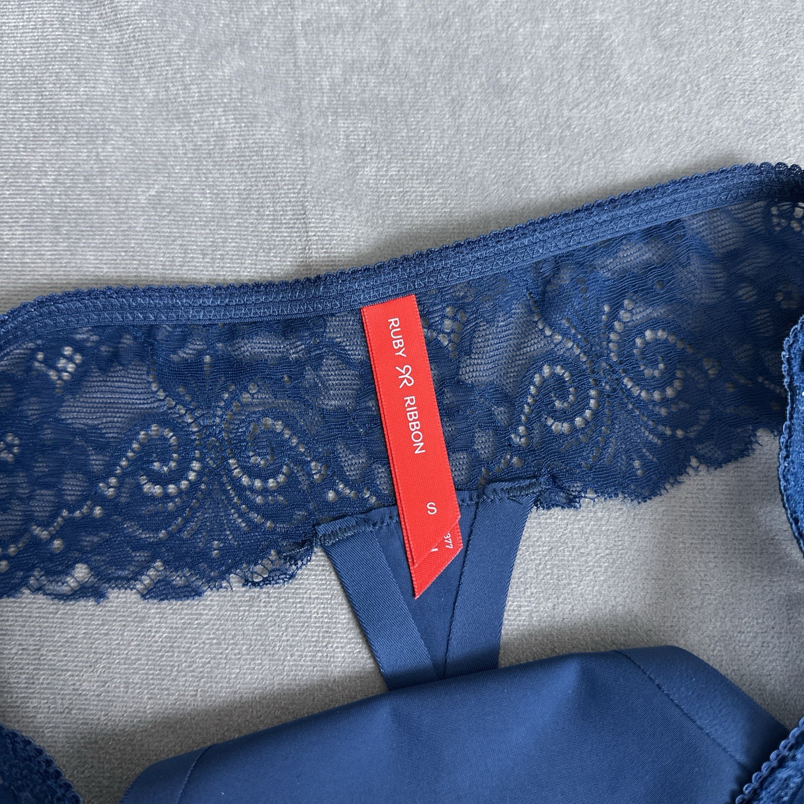 Ruby Ribbon Valentina Lapis Blue Lace Thong Panty Small NWT New Panties