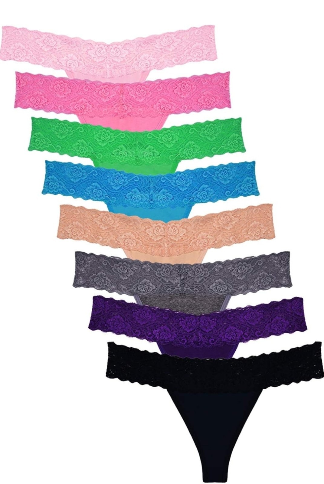 8 Pcs Sunm Boutique Lace Thongs for Women Thong Underwear Lace Panties X-Large