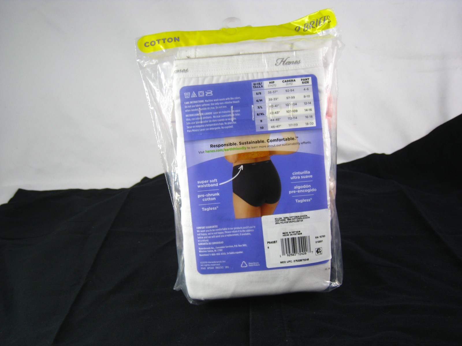 Hanes Breathable Cotton Tagless Briefs 9pk Women Size 6/M No Ride Up Waistband