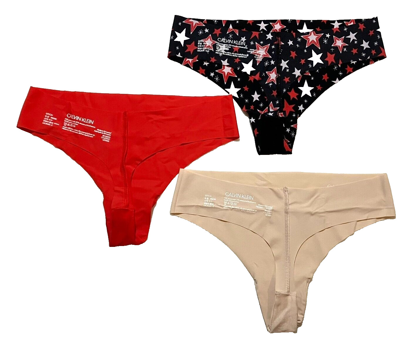 NWT 3-Pack Calvin Klein Women’s S Invisibles Thong Underwear Panties QD3558